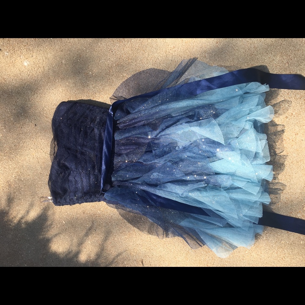 Ombré sparkly blue sweetheart neckline dress